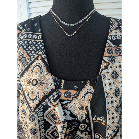 IMAN Global Top Womens XL Chic Multi Patchwork Drape-Front Blouse Career NEW - Picture 2 of 12